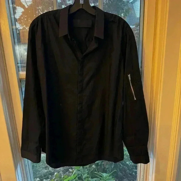 Juun.J Navy Blue Zippered Detail Button Down Shirt - Sz EU 46 US XL - Picture 2 of 12